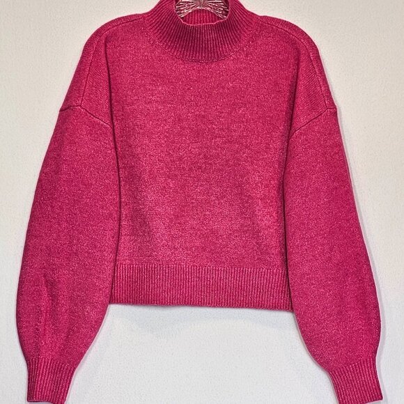 Wool Blend Fuchsia Hot Pink Cropped Boxy Sweater Mean Girls Y2k Dopamine - Picture 1 of 7
